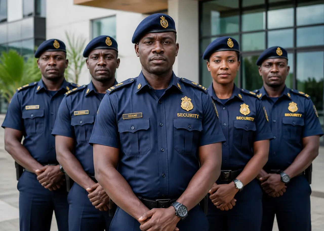 Kairo Elite Protection officers in navy uniform standing in formation